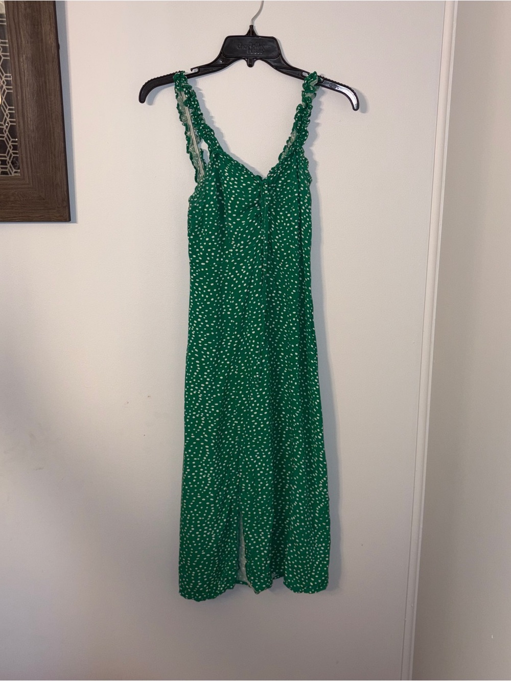 JAPNA Green + White Polka Dot  Summer Midi Length Sun Dress Size Medium